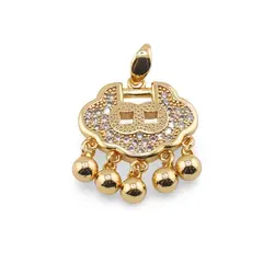 Pandantiv Feng Shui din metal auriu lacat pentru prosperitate, 25mm