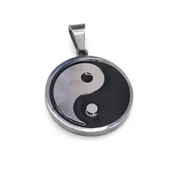 Pandantiv Feng Shui Ying Yang argintiu, 25mm