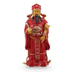 Statueta Feng Shui CAI Shen Choy San Statue Zeul bogatiei din metal, 18cm