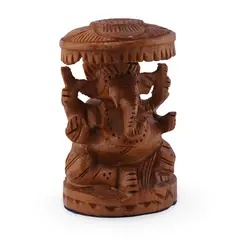 Statueta Feng Shui Ganesha din lemn, 8cm