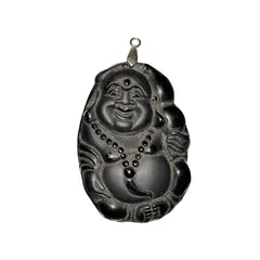 Pandantiv din obsidian Buddha cu wu lou