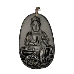 Pandantiv din obsidian Buddha in meditatie