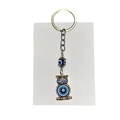 Breloc feng shui Bufnita pe creanga si ochi protectori