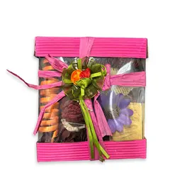 Cutie decorativa cu conifere, roz