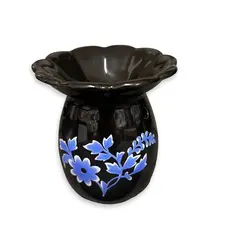 Vas aromaterapie negru cu floare albastra