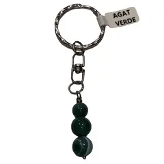 Breloc Agat verde trei sfere, 8-10mm