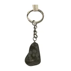 Breloc Obsidian fulg de nea piatra rulata 25mm