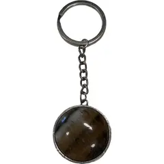 Breloc Ochi de tigru piatra rotunda cu montura, 32mm