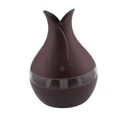 Difuzor Mini USB Humidifer, 300 ml, functie de umidificator, aroma difuzor, LED 7 culori, maro inchis