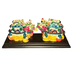 Statueta feng shui cu doua testoase dragon cu puii in spate
