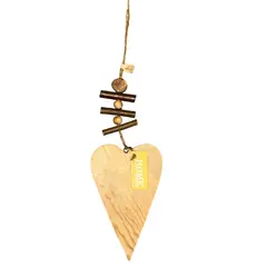 Decoratiune inima din lemn, HOME galben