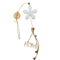 Decoratiune din lemn HOME cu floare alba