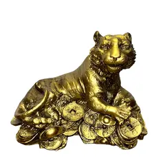 Statueta din rasina Tigru pe monede si pepite, mare