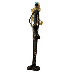 Statueta silueta din lemn arta africana, femeie cu ulcior in jos