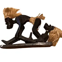 Statueta africana din lemn, suprapusi