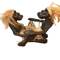 Statueta africana din lemn, pozitie lotus