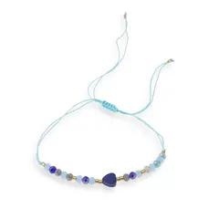 Bratara reglabila inima Lapis lazuli si margele colorate