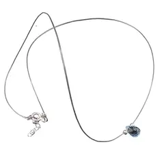 Colier cu fir transparent si brioleta fatetata din Topaz, argint 925