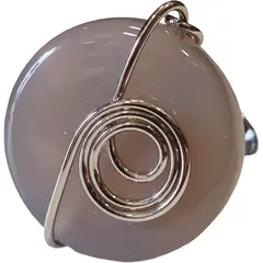 Inel reglabil Agat gri rotund, metal argintiu si sarma