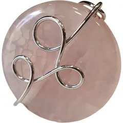 Inel reglabil Agat roz rotund, metal argintiu si sarma