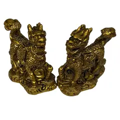 Set statuete pereche Chi Lin din rasina, 6-7cm