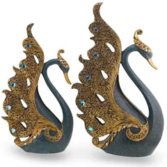Statueta Feng Shui set doi pauni aurii, simbol al frumusetii si integritatii, al puterii si divinitatii