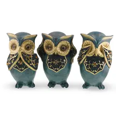 Statuete Feng Shui set trei bufnite, nu vezi raul, nu auzi raul, nu rostesti raul