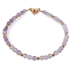 Bratara Ametist lavanda sfere 4mm si bumbi aurii