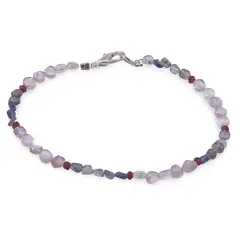 Bratara Ametist lavanda si Iolith banuti 3mm, Granat discuri fatetate 2mm