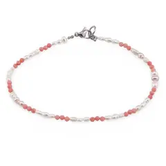 Bratara Coral roz sfere fatetate 2mm si perle de cultura 3mm