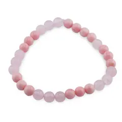 Bratara Cuart roz si Coral roz sfere, 6-7mm