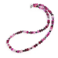 Colier Agat roz discuri fatetate 6mm si sfere fatetate 4mm