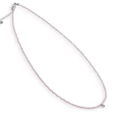 Colier Cuart roz sfere microfatetate si accesoriu argintiu