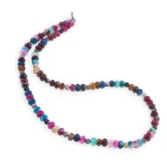Colier Mix agate colorate discuri fatetate 6mm si sfere fatetate 4mm