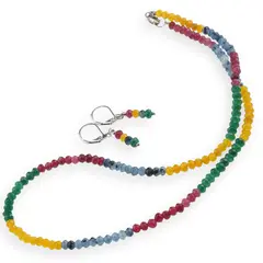 Set Cercei cu agatatoare si Colier din Mix agate discuri fatetate, 4mm