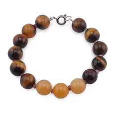 Bratara Ochi de tigru si Calcit sfere 10mm, Turmalina multicolora discuri 3mm