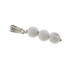 Pandantiv Roca vulcanica alba sfere, 6mm
