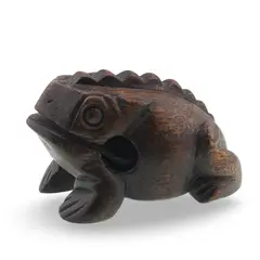Figurina broasca vintage din lemn sculptat manual, 11cm