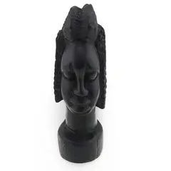 Bust african femeie vintage din lemn sculptat manual, 12cm