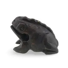 Figurina broasca vintage din lemn sculptat manual, 6,5cm