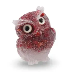 Bufnita din rasina cu spartura Coral rosu si Cristal de stanca, 6cm