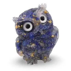 Bufnita din rasina cu spartura Lapis Lazuli si foita de aur, 6cm
