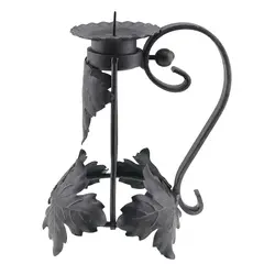 Sfesnic vintage din fier forjat, model cu frunze decorative, 15,5cm
