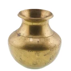 Vas vintage din alama, forma bombata cu gat larg, 7,5cm