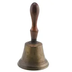 Clopotel vintage din alama cu maner din lemn, 16cm