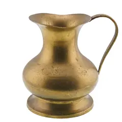 Carafa vintage din alama, forma bombata cu maner subtire, 12cm