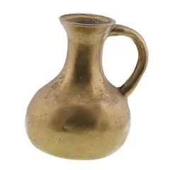 Carafa vintage din bronz cu gat lung si maner rotund