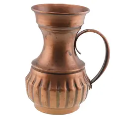 Carafa vintage din cupru, model cu striatii verticale