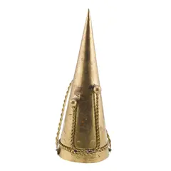 Stingator de lumanari vintage din alama, forma conica cu lant decorativ, 19,5cm