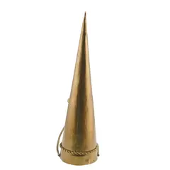 Stingator de lumanari vintage din alama, model con inalt cu snur rasucit, 25cm